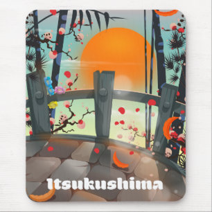 Alfombrilla De Ratón cartel de viaje a Itsukushima Japón