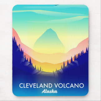 Alfombrilla De Ratón Cartel de viaje al volcán Cleveland Alaska