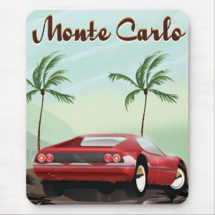 Alfombrilla De Ratón cartel de viaje de coche deportivo de Monte Carlo