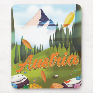 Alfombrilla De Ratón cartel de viaje de dibujos animados austriaco