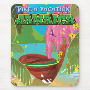 Alfombrilla De Ratón Cartel de viaje de dibujos animados de Jamaica