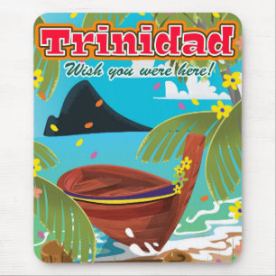 Alfombrilla De Ratón Cartel de viaje de dibujos animados de Trinidad