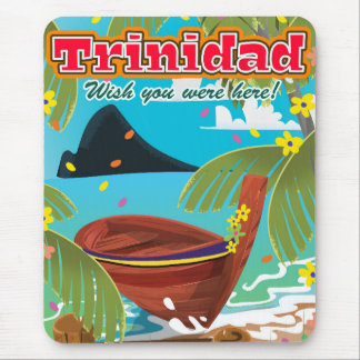 Alfombrilla De Ratón Cartel de viaje de dibujos animados de Trinidad