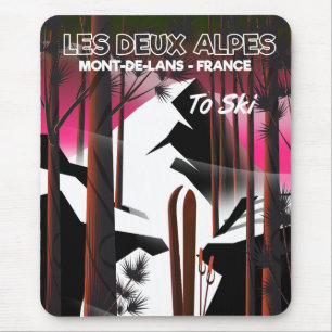 Alfombrilla De Ratón Cartel de viaje de esquí de Les Deux Alpes, Franci