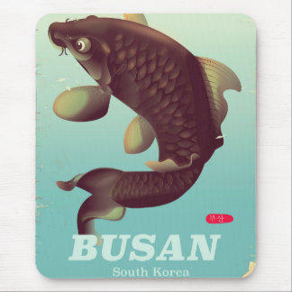 Alfombrilla De Ratón Cartel de viaje de estilo vintage de Busan Corea d