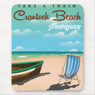 Alfombrilla De Ratón Cartel de viaje de estilo vintage de Crantock Beac