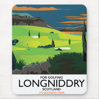 Alfombrilla De Ratón cartel de viaje de golf de longniddry Escocia