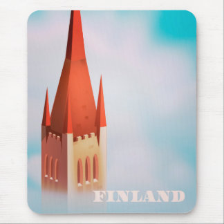 Alfombrilla De Ratón cartel de viaje de iglesia de Finlandia