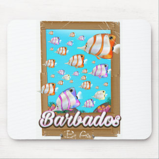 Alfombrilla De Ratón Cartel de viaje de peces tropicales de Barbados