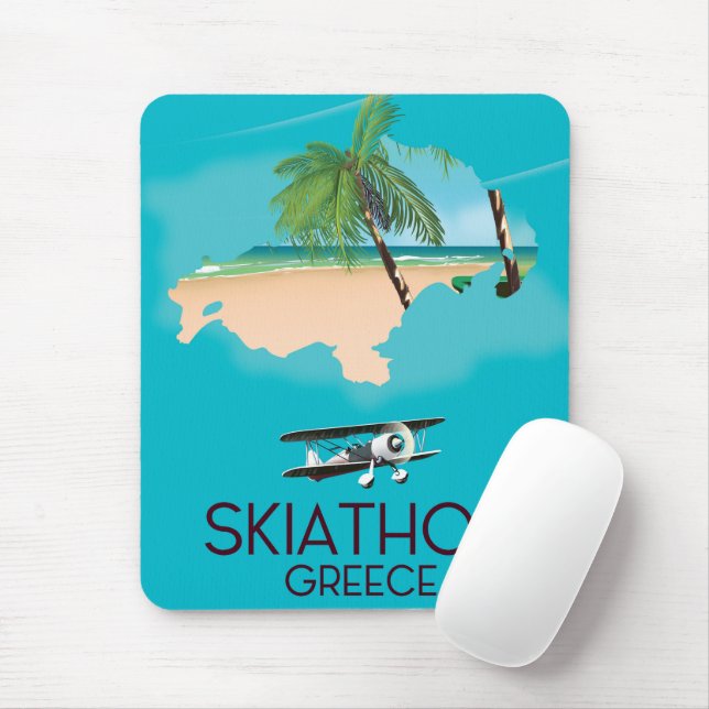 Alfombrilla De Ratón Cartel de viaje de Skiathos Grecia (Con ratón)