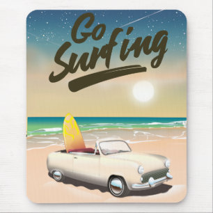 Alfombrilla De Ratón ¡Cartel de viaje de surf!
