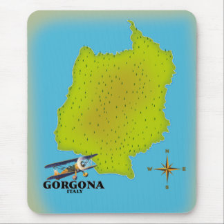 Alfombrilla De Ratón Cartel de viaje del mapa de Gorgona Italia.