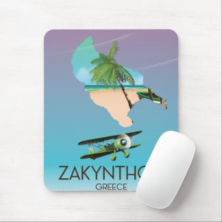 Alfombrilla De Ratón Cartel de viaje del mapa de Zakynthos Grecia