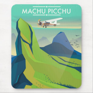 Alfombrilla De Ratón cartel de viaje en avión a machu picchu