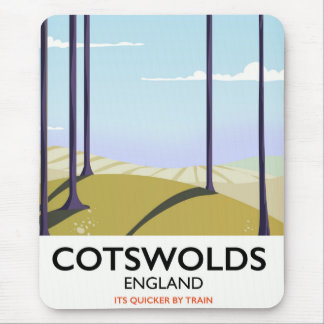 Alfombrilla De Ratón cartel de viaje en tren por el paisaje de Cotswold