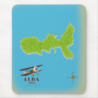 Alfombrilla De Ratón cartel de viaje mapa de Elba Italia