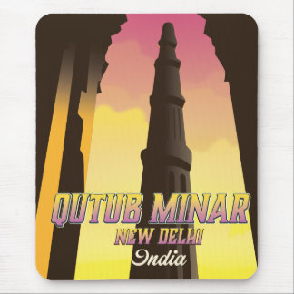 Alfombrilla De Ratón Cartel de viaje Qutub Minar Nueva Delhi India