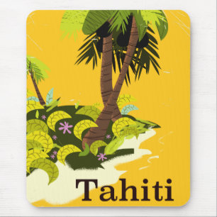 Alfombrilla De Ratón Cartel de viaje retro de Tahití