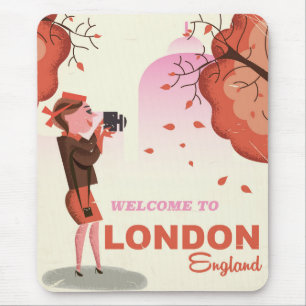 Alfombrilla De Ratón Cartel de viaje vintage de Londres, Inglaterra