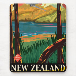 Alfombrilla De Ratón Cartel de viaje vintage de Nueva Zelanda