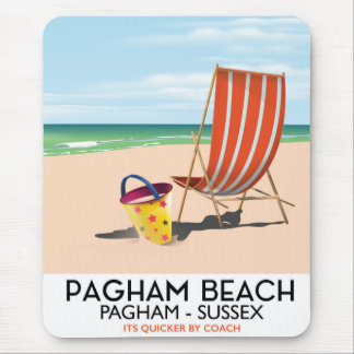 Alfombrilla De Ratón Cartel de viaje vintage de Pagham Beach Sussex