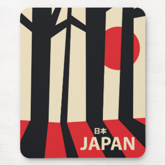 Alfombrilla De Ratón Cartel de viaje vintage del bosque de Japón.