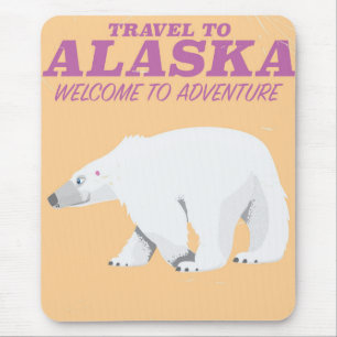 Alfombrilla De Ratón Cartel de viaje vintage del oso polar de Alaska