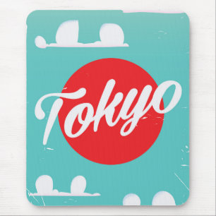 Alfombrilla De Ratón Cartel de viaje vintage del sol naciente de Tokio