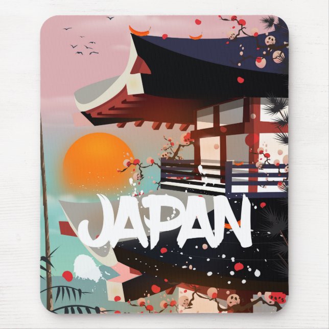 Alfombrilla De Ratón Cartel del edificio de Japón al atardecer (Frente)