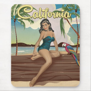Alfombrilla De Ratón Cartel retro de viaje de California