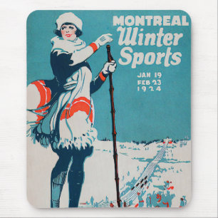 Alfombrilla De Ratón Cartel vintage de deportes de invierno de Montreal