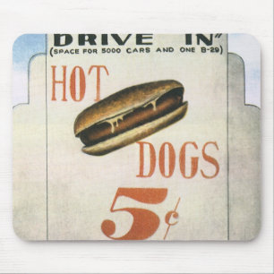 Alfombrilla De Ratón Cartelera antigua, Drive In de hot dogs más grande