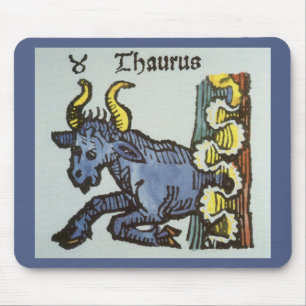 Alfombrilla De Ratón Carteles antiguos del Zodiaco, Toro Toro Antiguo