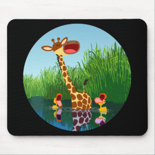 Alfombrilla De Ratón Cartoon Giraffe&Ducks (through telescope) Mousepad