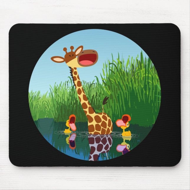Alfombrilla De Ratón Cartoon Giraffe&Ducks (through telescope) Mousepad (Frente)