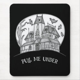 Alfombrilla De Ratón Casa Embrujada y Murciélagos de Halloween 