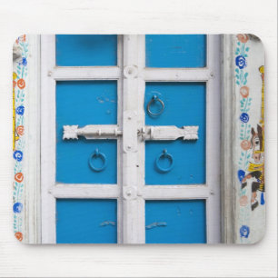 Alfombrilla De Ratón Casa pintada de azul, Udaipur, Rajasthan, India