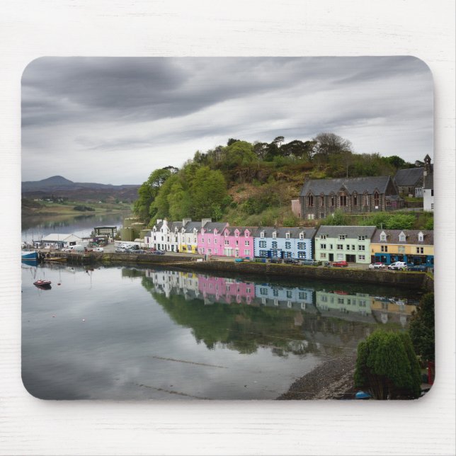 Alfombrilla De Ratón Casas coloridas en Portree, Skye (Frente)