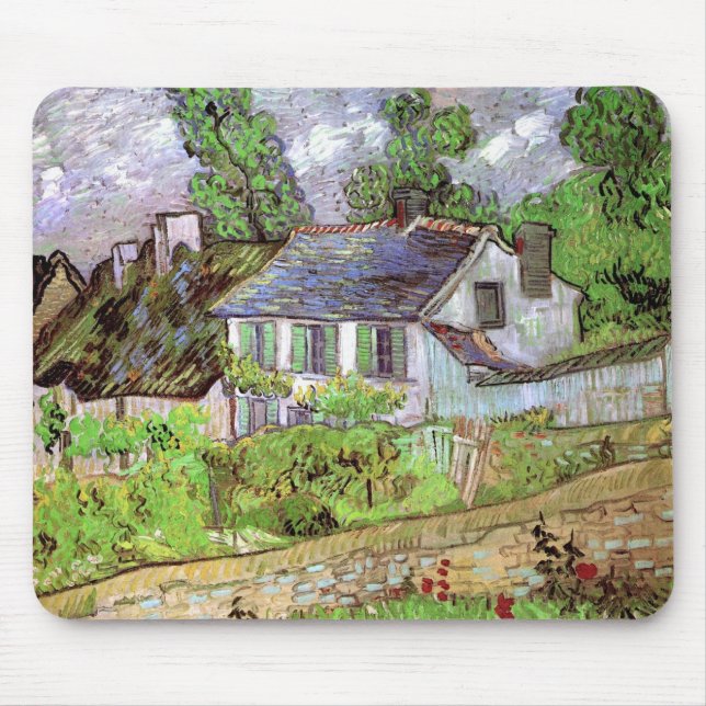 Alfombrilla De Ratón Casas de Auvers, por Vincent van Gogh (Frente)