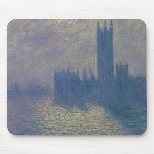 Alfombrilla De Ratón Casas de Claude Monet el | del parlamento, cielo (Frente)