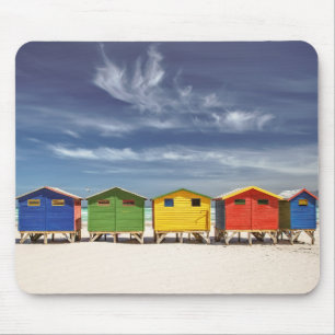 Alfombrilla De Ratón Casas de playa coloridas el Muizenberg,
