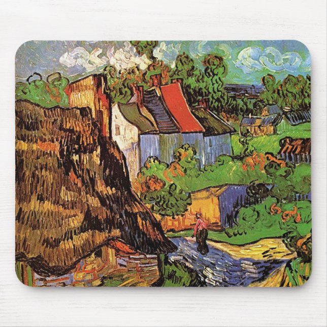 Alfombrilla De Ratón Casas en Auvers, Vincent van Gogh. Aldea (Frente)