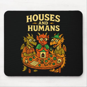 Alfombrilla De Ratón Casas Y Humanos Divertido Geeky Rpg Nerd Jugadores