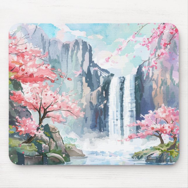 Alfombrilla De Ratón Cascada en primavera (Frente)