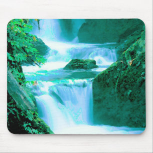 Alfombrilla De Ratón Cascada serena en azul y verde