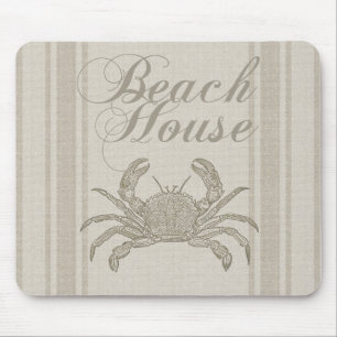 Alfombrilla De Ratón Caseta de playa Crab Vintage costero