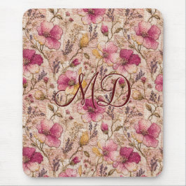 Alfombrilla De Ratón Casita Rosa Floral Bordado de Flores