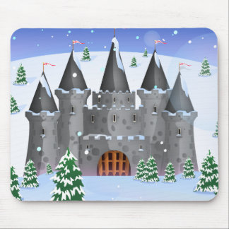 Alfombrilla De Ratón Castillo de Cuento de Hadas Invierno Nieve