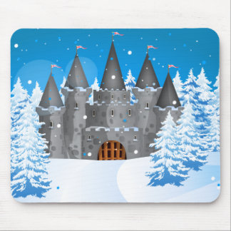Alfombrilla De Ratón Castillo de Cuento de Hadas Nieve de Invierno
