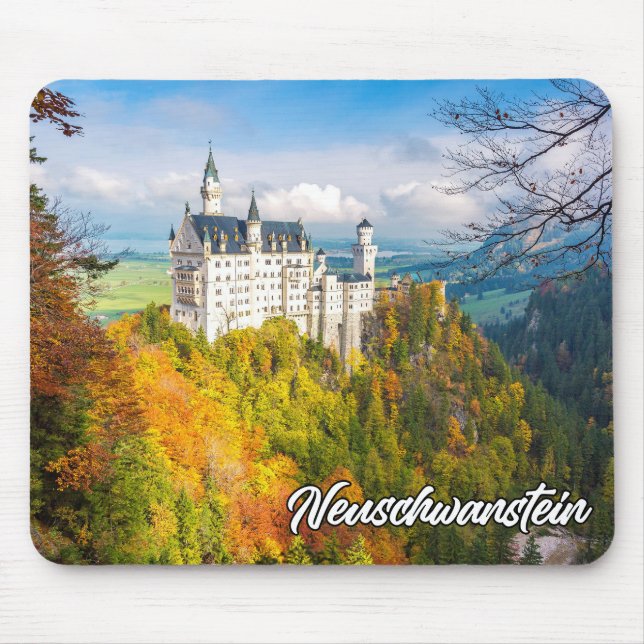 Alfombrilla De Ratón Castillo Neuschwanstein, Alemania, En Otoño (Frente)